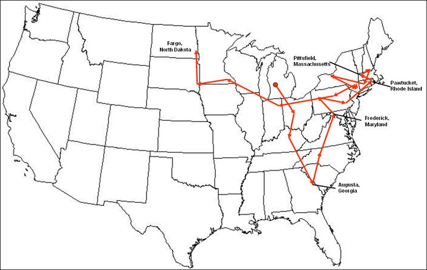 2006 US Summer Tour map